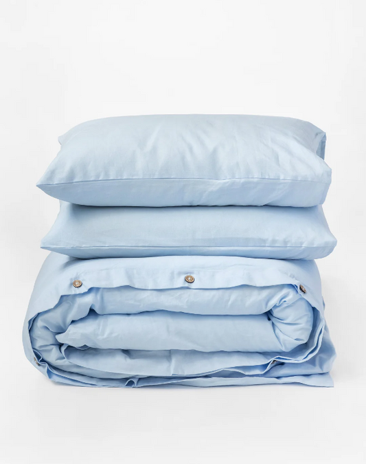 Set Premium Mbulesë Jorgani Liri-Pambuk Bojëqielli (Sky Blue) (3 Copë)