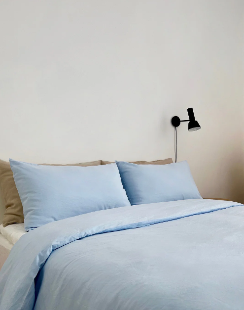 Set Premium Mbulesë Jorgani Liri-Pambuk Bojëqielli (Sky Blue) (3 Copë)